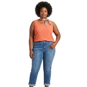 SUSAN GRAVER Style Coral Textured Sleeveless Shell Tank Top Plus Size 2X